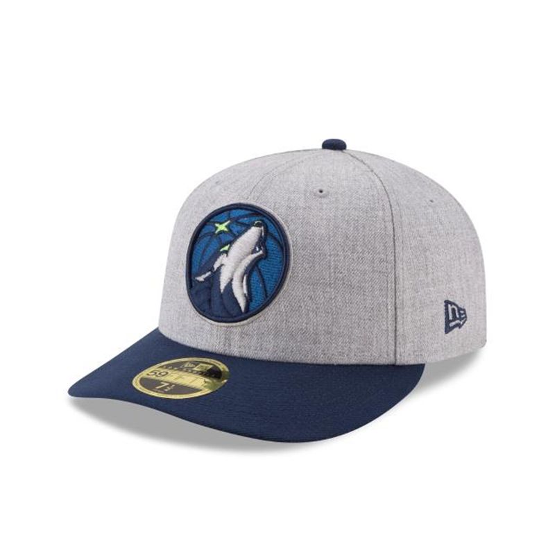 NBA Minnesota Timberwolves Heather Low Profile 59Fifty Fitted (ZOC9285) - Grey New Era Caps